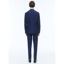 Costume Droit En Lin Et Laine - Bleu Moyen