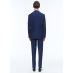 Straight Linen And Wool Suit - Medium Blue
