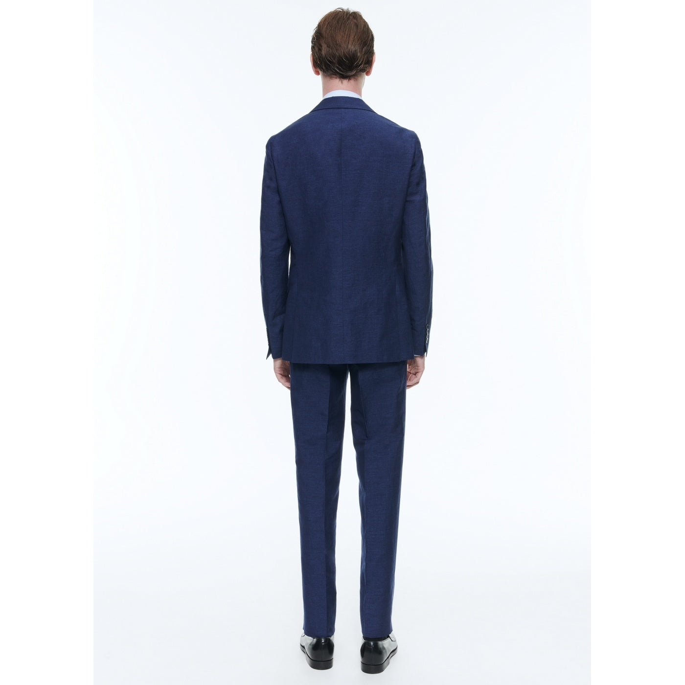 Straight Linen And Wool Suit - Medium Blue