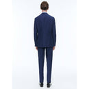 Traje recto de lino y lana - Azul Medio