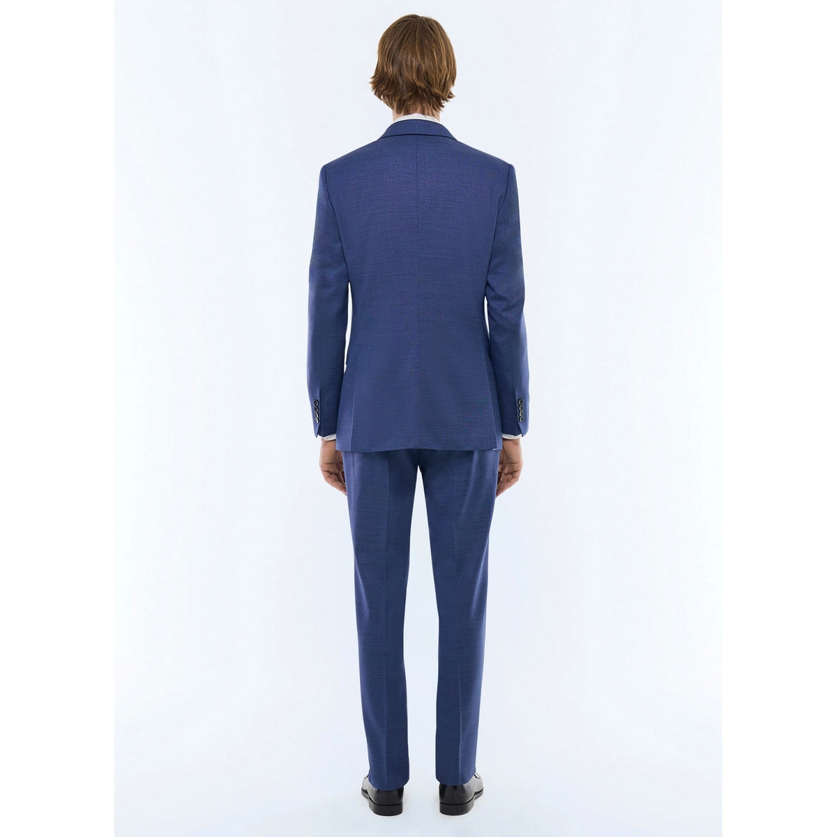 Costume 3 Pièces Ajusté En Laine - Bleu