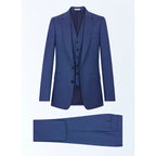 Costume 3 Pièces Ajusté En Laine - Bleu