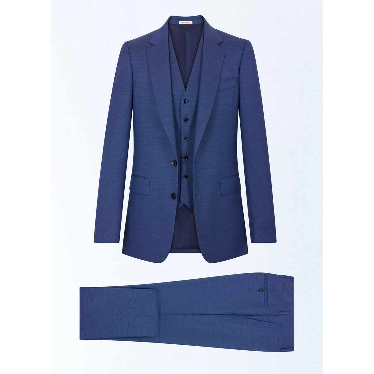 Costume 3 Pièces Ajusté En Laine - Bleu