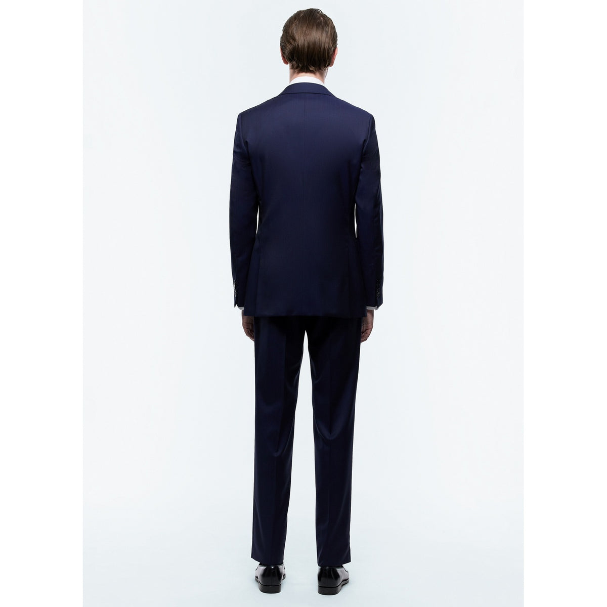 Certified Wool Fitted Suit - Navy Blue - Fine Tone-On-Tone Stripes