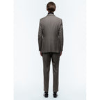 Certified Wool Fitted Suit - Taupe - Herringbone