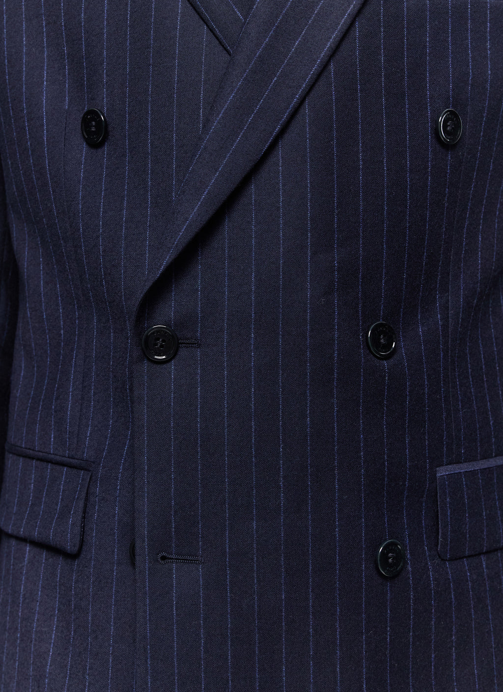 Costume Croisé En Flanelle À Rayures - Marine