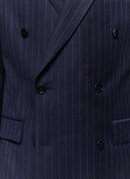 Costume Croisé En Flanelle À Rayures - Marine