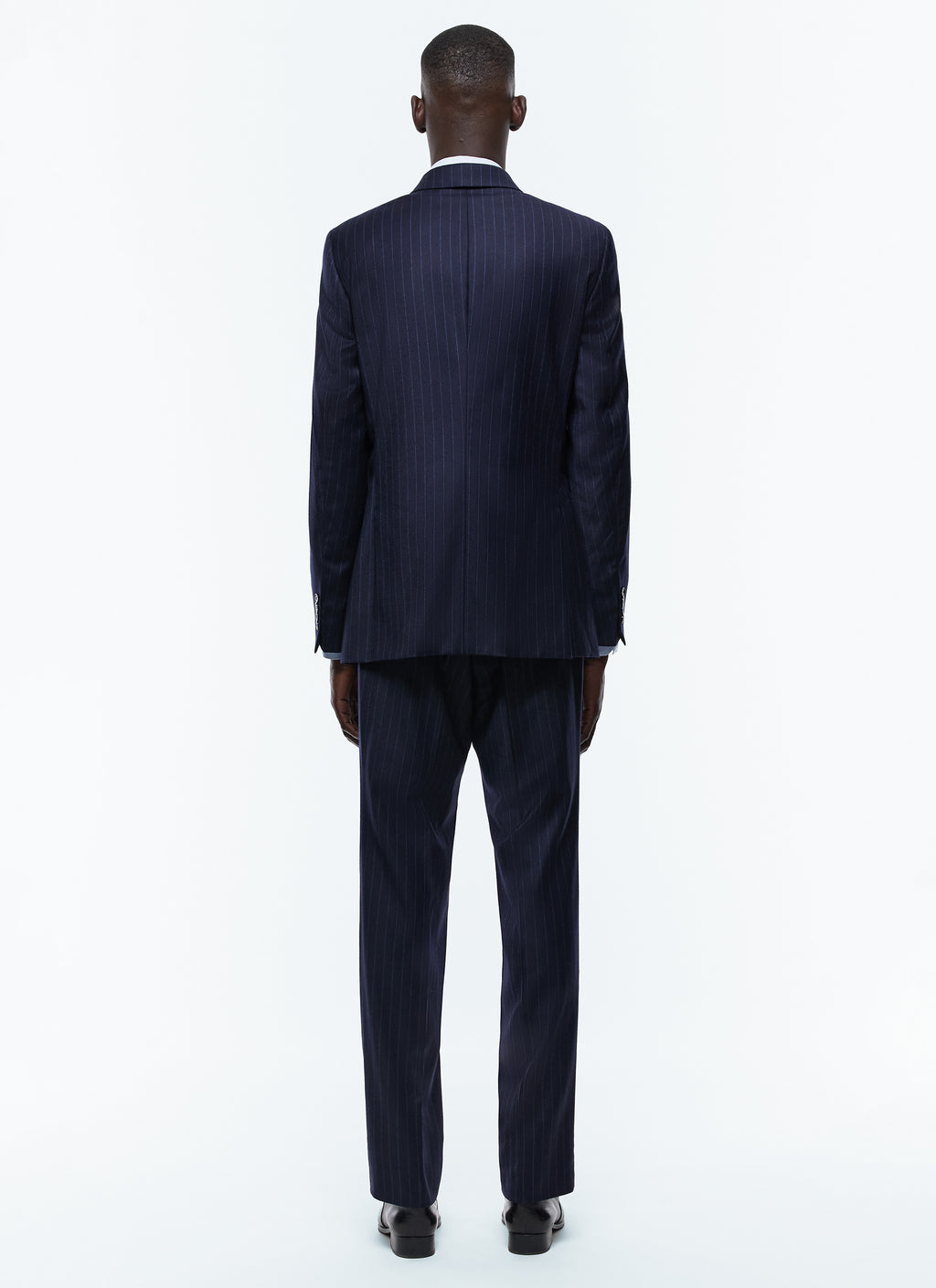 Costume Croisé En Flanelle À Rayures - Marine