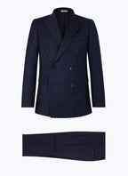 Costume Croisé En Flanelle À Rayures - Marine
