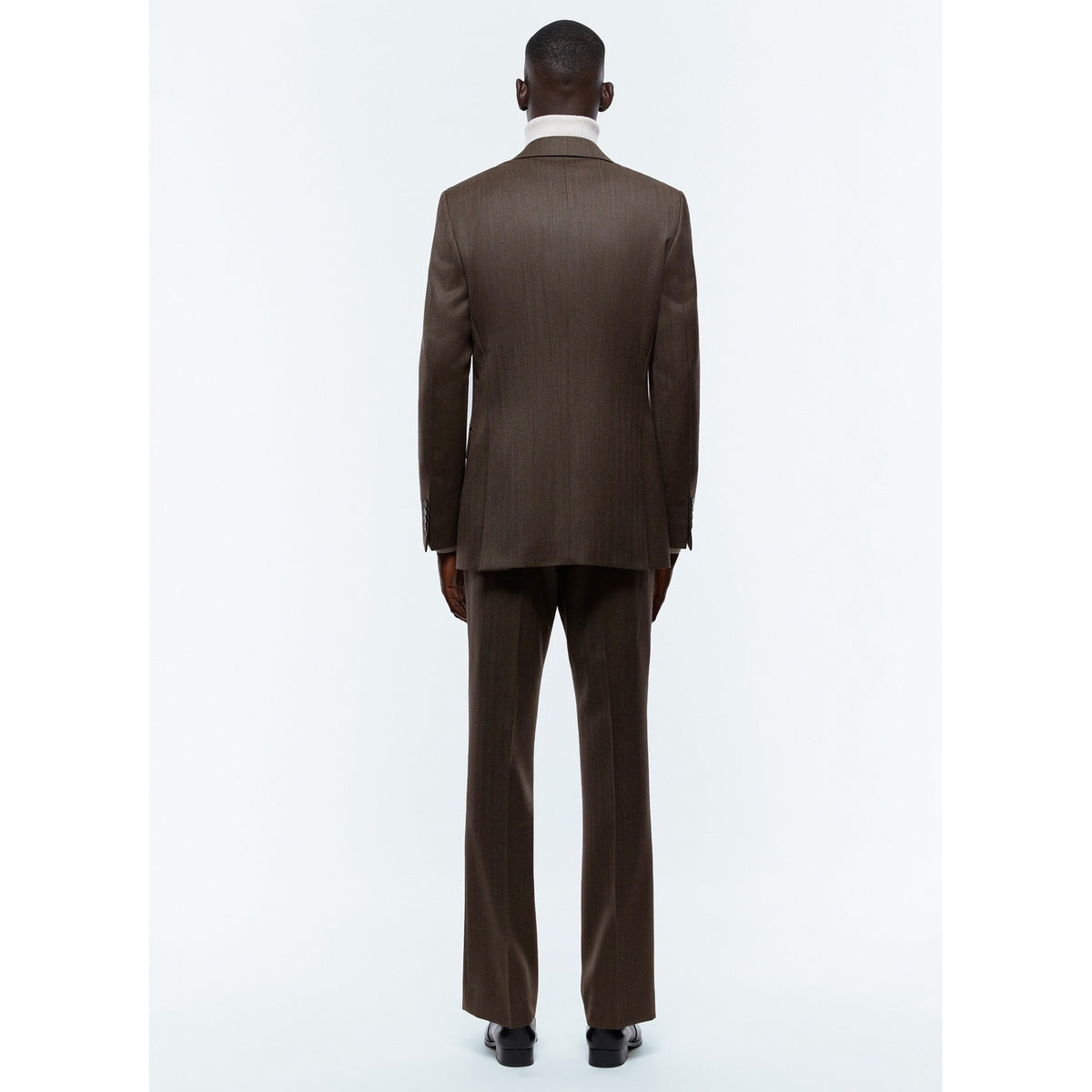 Herringbone Wool Tailored Suit - Taupe - Herringbone