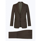 Herringbone Wool Tailored Suit - Taupe - Herringbone