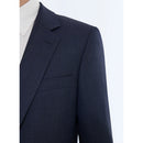 Costume Ajusté En Laine Vierge Faux Uni - Bleu