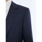 Fursac - Costume Ajusté En Laine Vierge Faux Uni - Bleu