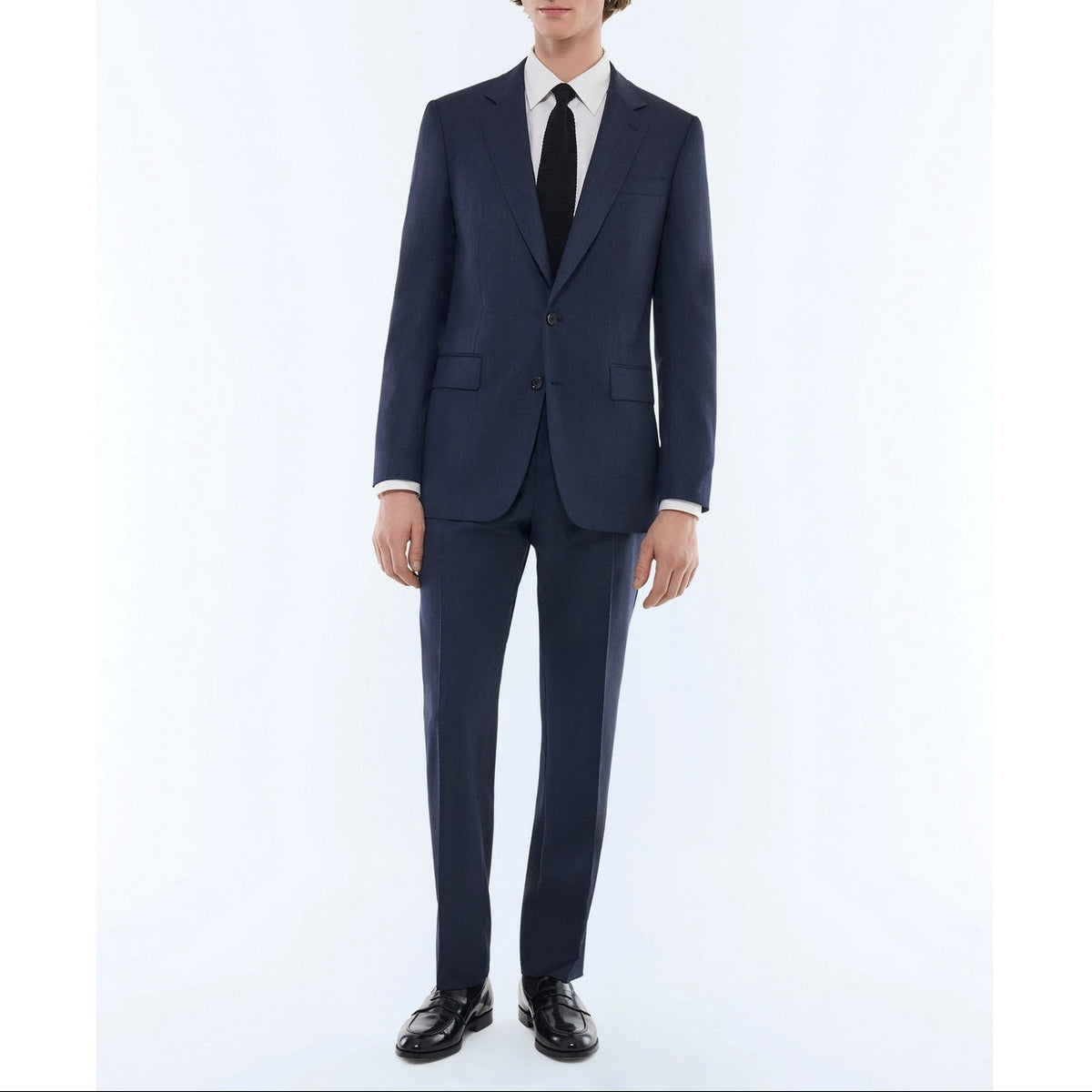 Abito Slim In Lana Vergine Falso Unito - Blu