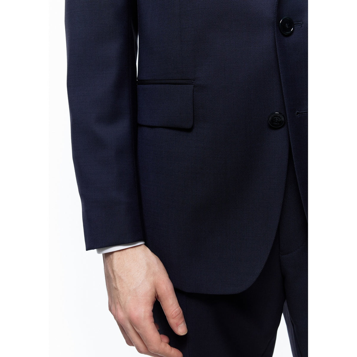 Tailored Wool Canvas Suit - Navy Blue - Armored