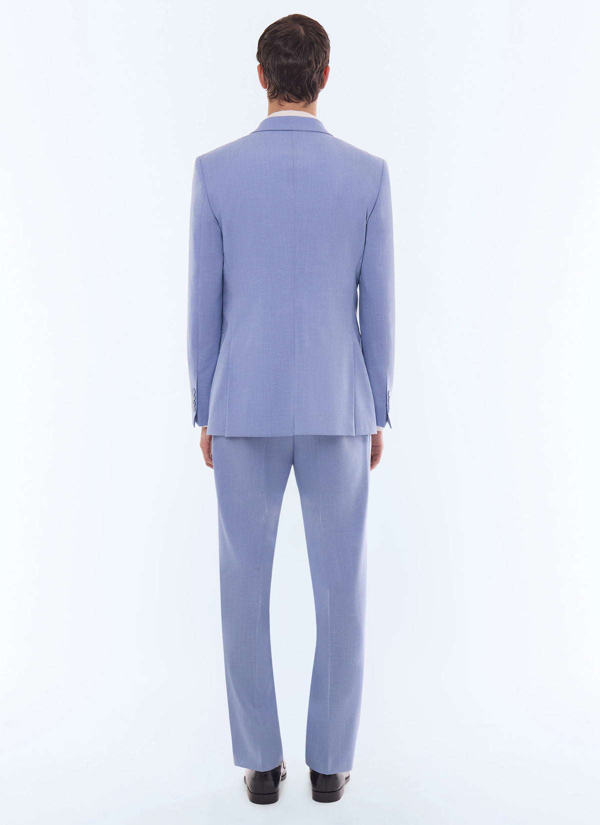 Costume Croisé En Laine Et Lin - Bleu Pastel