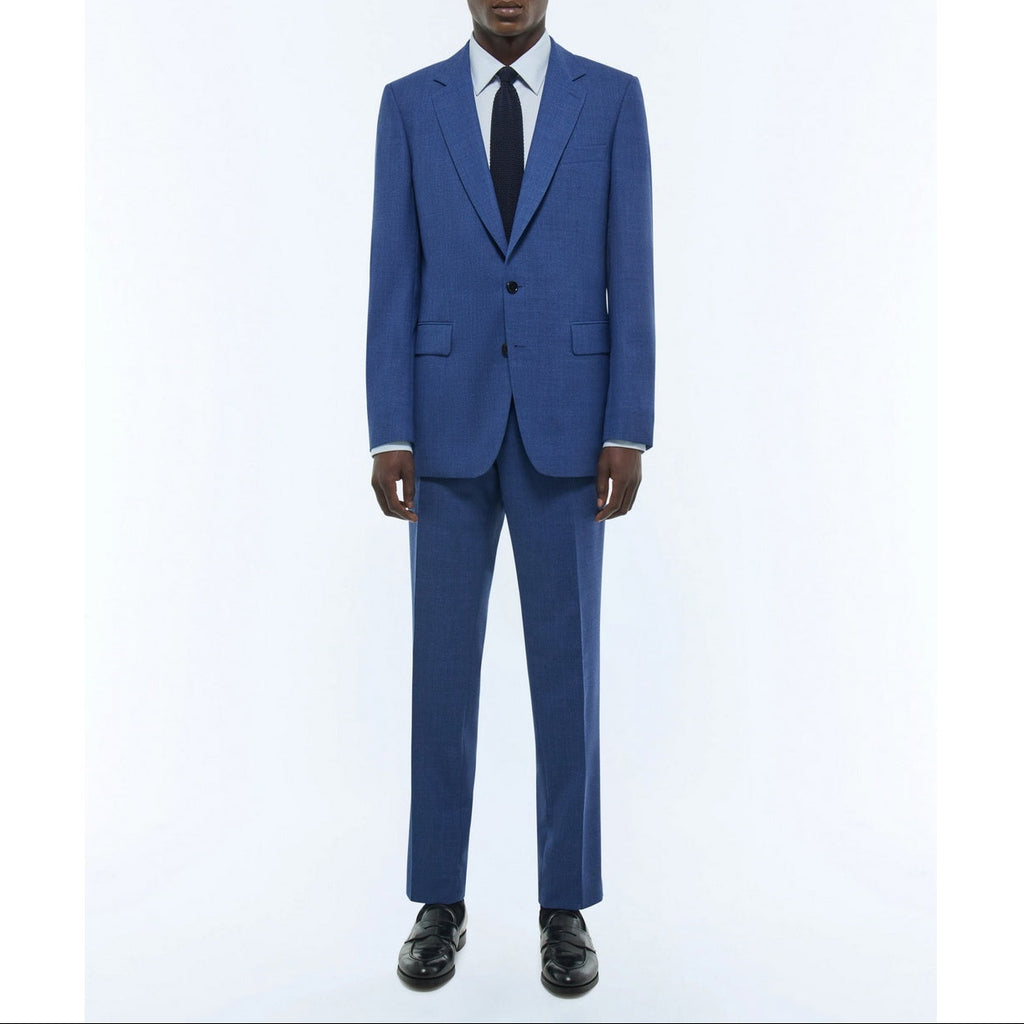 Tailored Wool Canvas Suit - Blue - Faux Plain Denim Effect