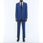 Tailored Wool Canvas Suit - Blue - Faux Plain Denim Effect