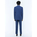 Tailored Wool Canvas Suit - Blue - Faux Plain Denim Effect
