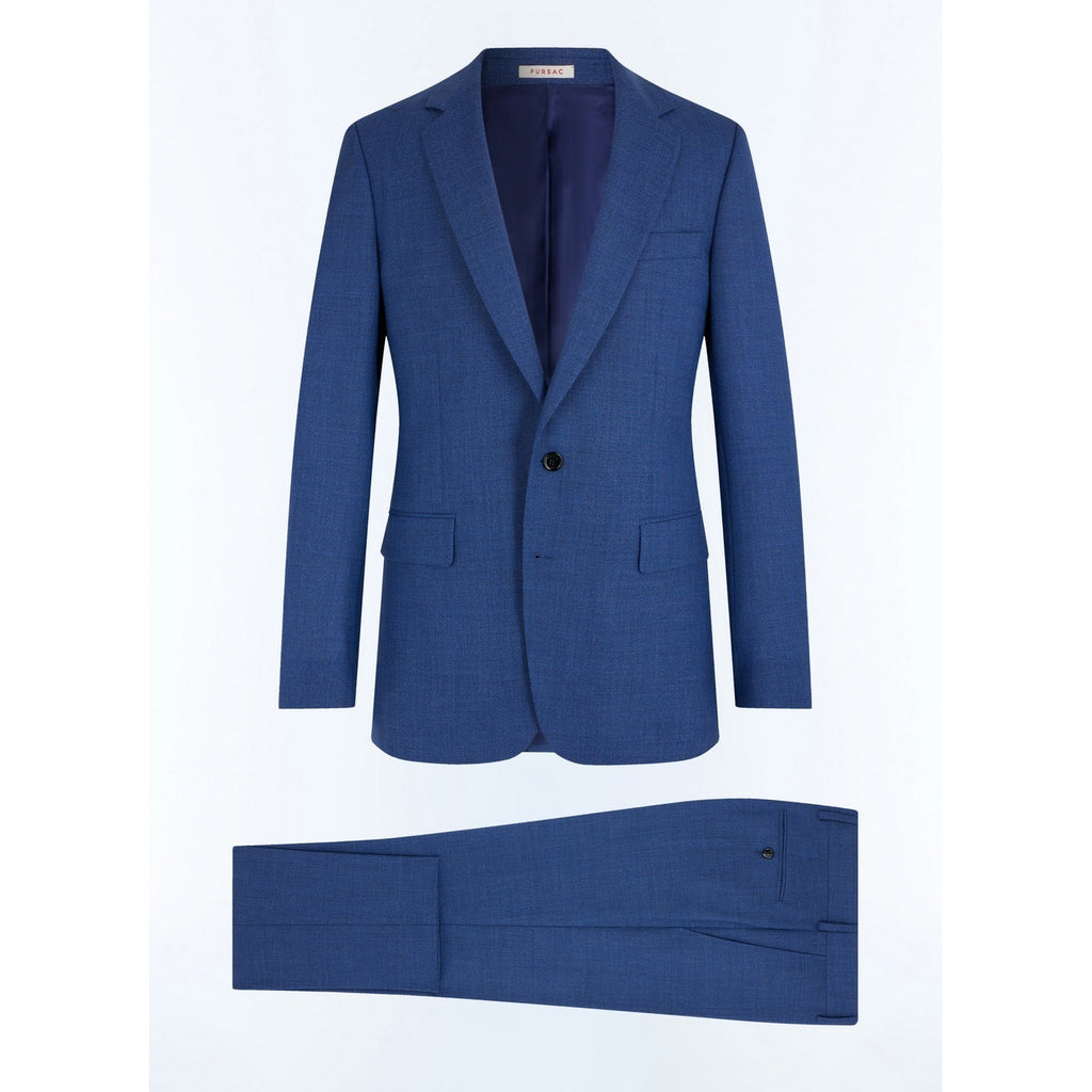 Tailored Wool Canvas Suit - Blue - Faux Plain Denim Effect
