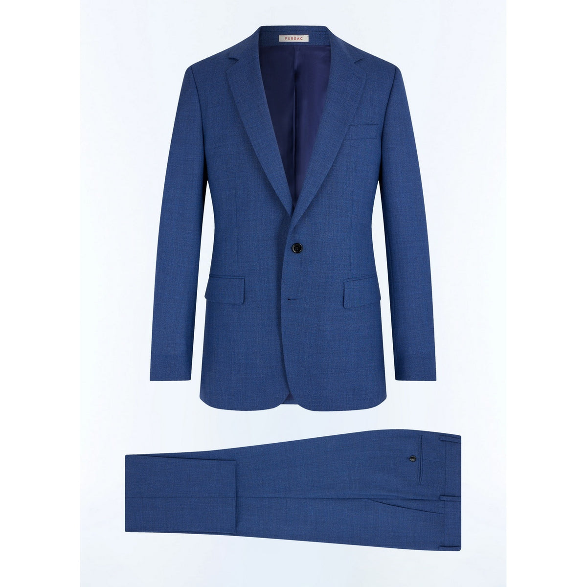 Tailored Wool Canvas Suit - Blue - Faux Plain Denim Effect