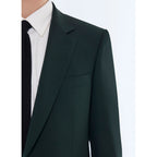Slim Fit Suit In Plain Wool Canvas - English Green