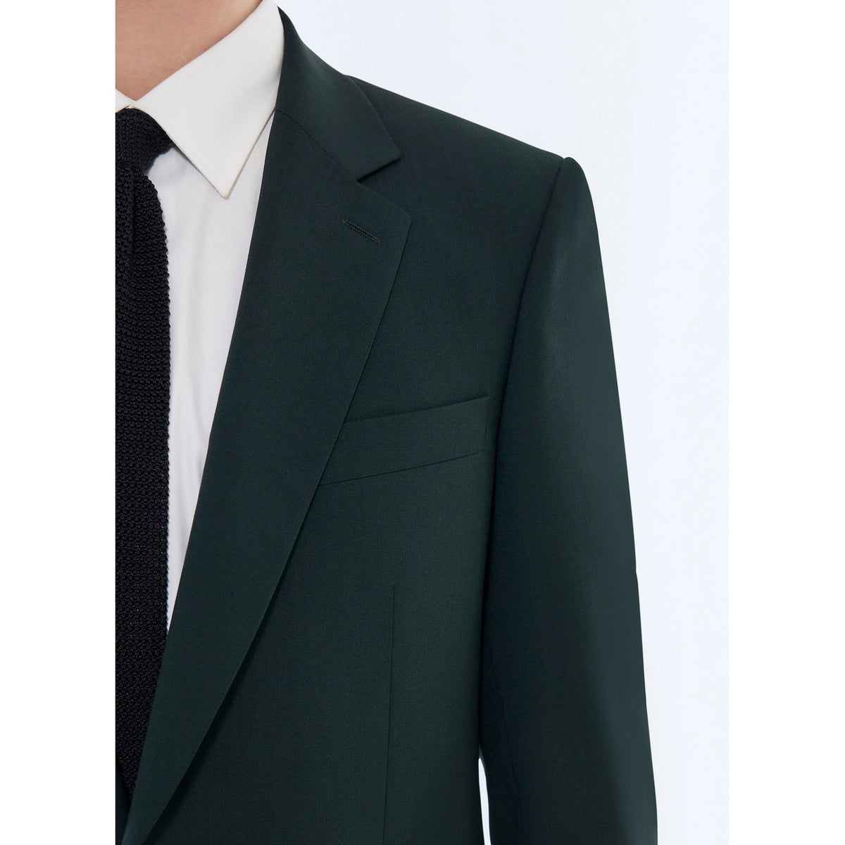 Slim Fit Suit In Plain Wool Canvas - English Green