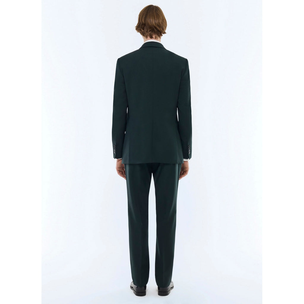 Slim Fit Suit In Plain Wool Canvas - English Green