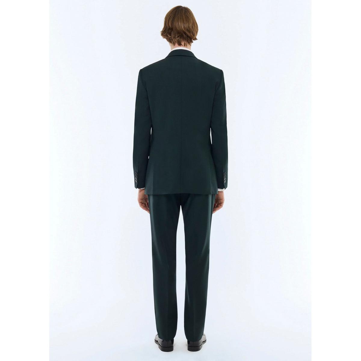 Slim Fit Suit In Plain Wool Canvas - English Green
