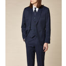 Fursac - 3 Piece Serge De Laine Navy Blue Suit - Navy Blue - Serge Unie