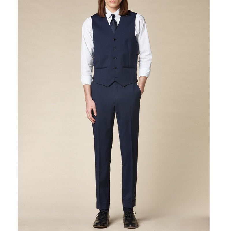 Fursac - 3 Piece Serge De Laine Navy Blue Suit - Navy Blue - Serge Unie