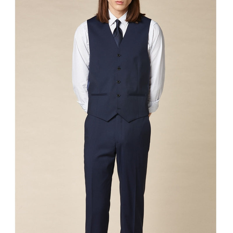 Fursac - 3 Piece Serge De Laine Navy Blue Suit - Navy Blue - Serge Unie