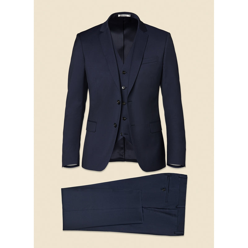 Fursac - 3 Piece Serge De Laine Navy Blue Suit - Navy Blue - Serge Unie