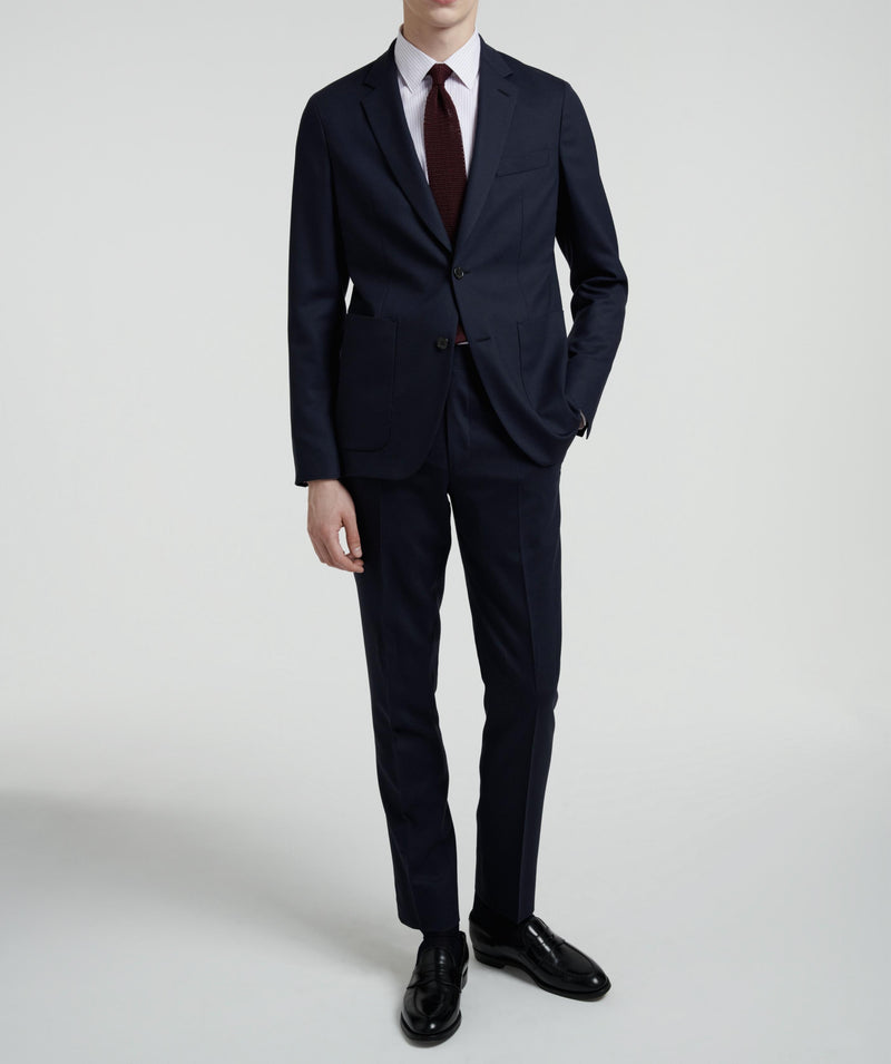 Fursac - 2 Piece Suit Crepe Uni Marine Souple - Navy