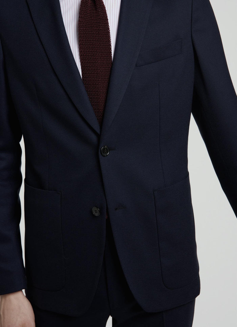 Fursac - 2 Piece Suit Crepe Uni Marine Souple - Navy