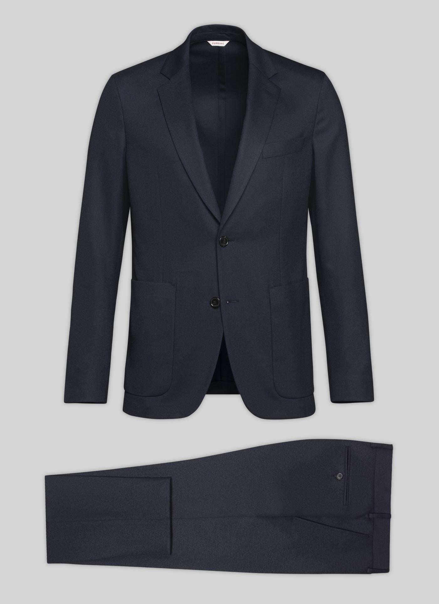 Fursac - 2-Piece Suit in Soft Plain Navy Crêpe - Navy