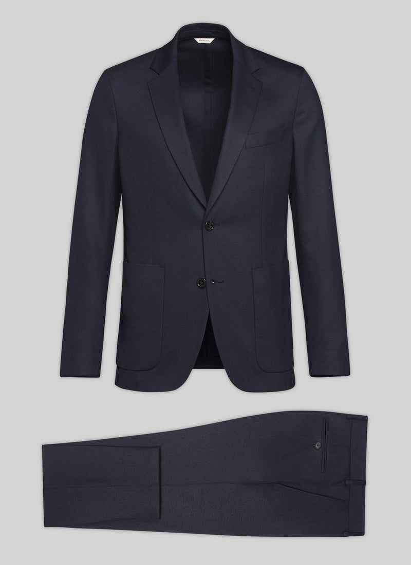 Costume 2 Pièces Crèpe Uni Marine Souple - Marine