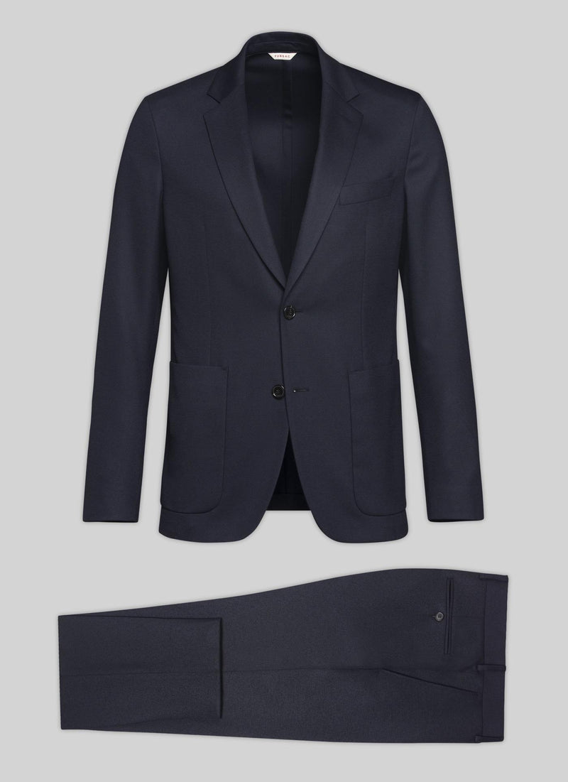 Fursac - 2 Piece Suit Crepe Uni Marine Souple - Navy