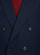 Fursac - Costume 2 Pièces Croisé Bleu En Armuré De Laine Mélangée - Carbone - Homme
