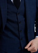 Fursac - Costume En Toile De Laine À Motif Prince De Galles - Bleu Marine - Motif Prince De Galles