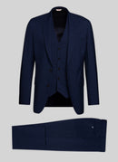 Fursac - Costume En Toile De Laine À Motif Prince De Galles - Bleu Marine - Motif Prince De Galles