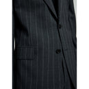 Fursac - Grey Striped Wool Suit - Anthracite Grey - White Woven Stripes