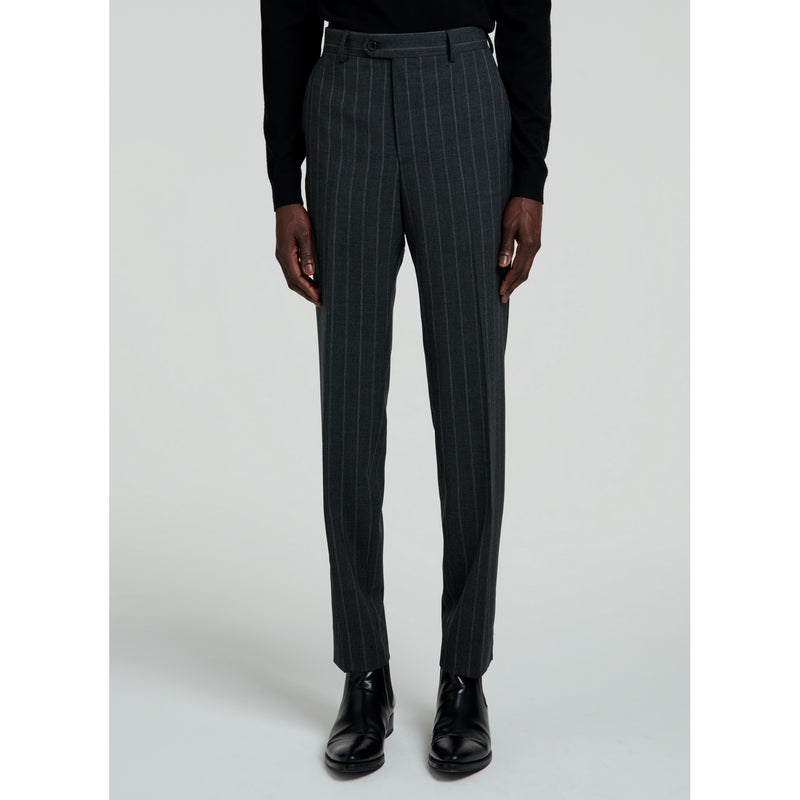 Fursac - Grey Striped Wool Suit - Anthracite Grey - White Woven Stripes