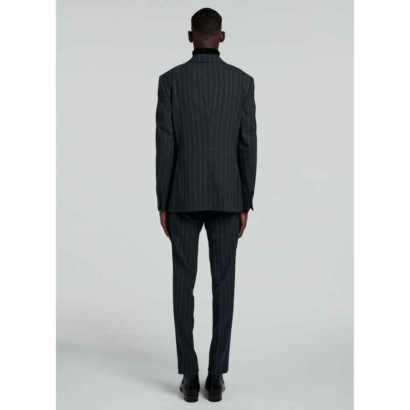 Fursac - Grey Striped Wool Suit - Anthracite Grey - White Woven Stripes