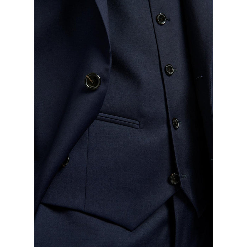 Costume 3 Pièces Bleu En Serge De Laine - Bleu