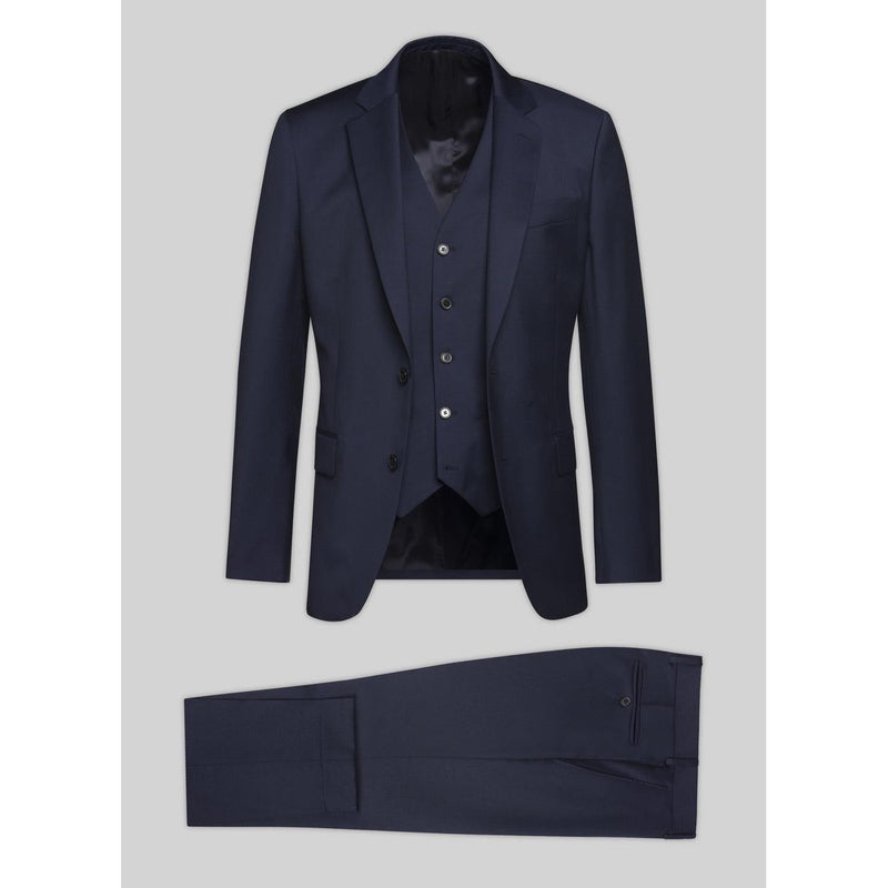 Costume 3 Pièces Bleu En Serge De Laine - Bleu