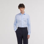 Chemise Cintrée En Popeline Double Retors Bleue
