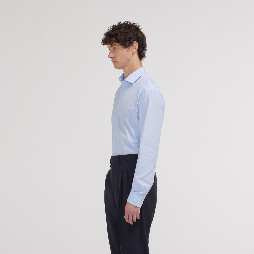 Chemise Cintrée En Popeline Double Retors Bleue