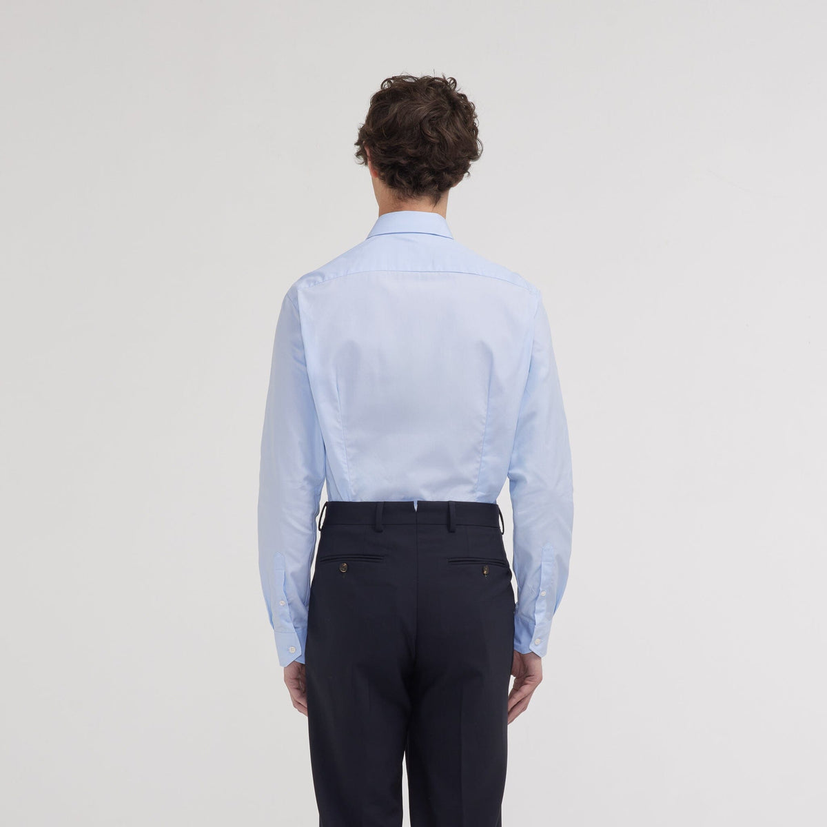 Chemise Cintrée En Popeline Double Retors Bleue