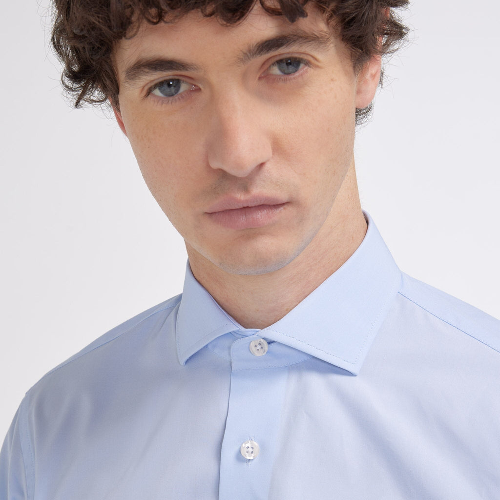 Chemise Cintrée En Popeline Double Retors Bleue